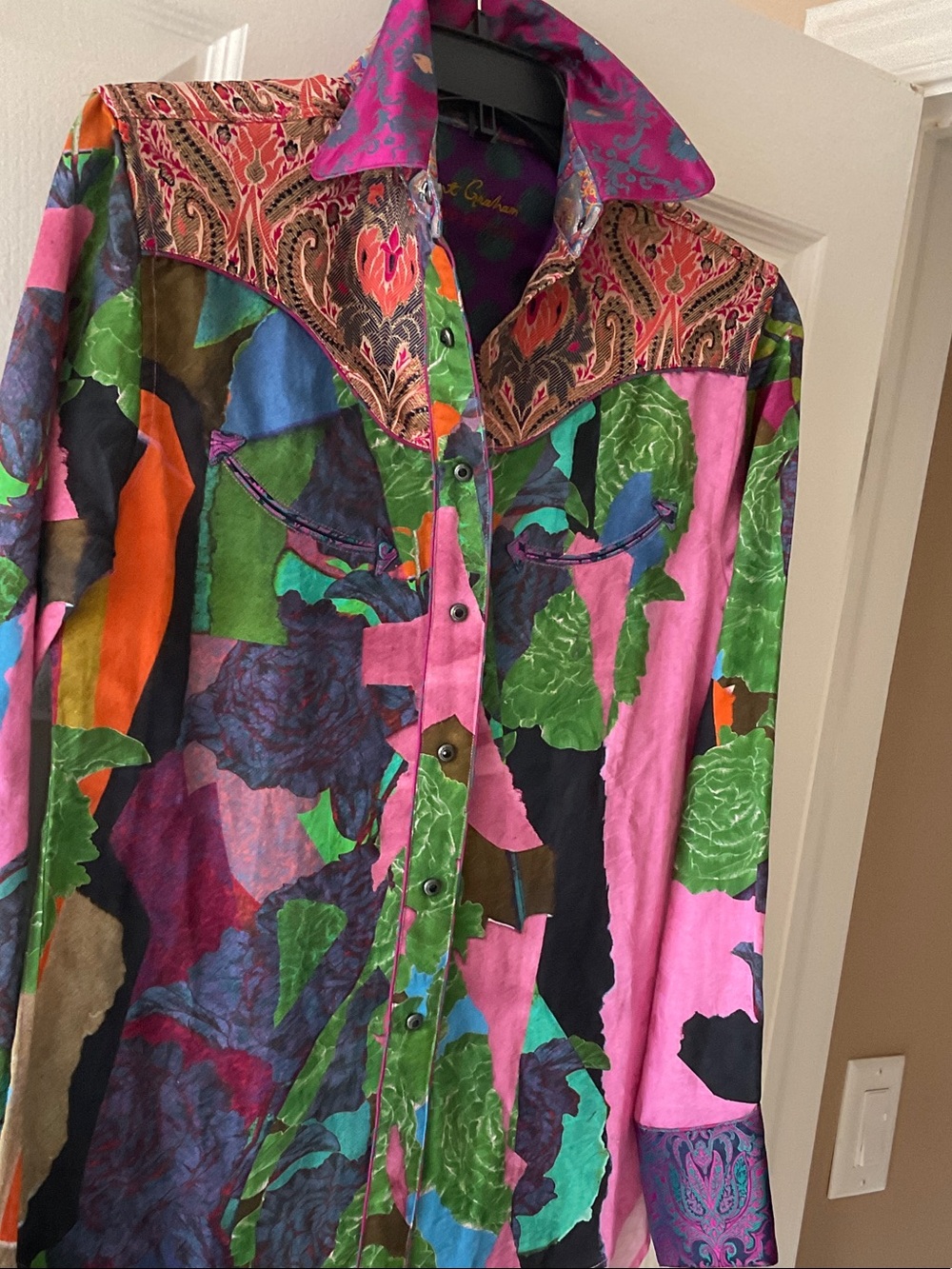 Robert Graham Multicolor Patchwork Paisley Yoke Button-Up Shirt